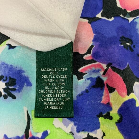 Ralph Lauren Colorful Bright Floral Ruffled Shirt Size 6P V0425 - Picture 7 of 9